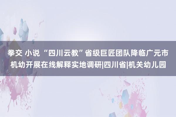 拳交 小说 “四川云教”省级巨匠团队降临广元市机幼开展在线解释实地调研|四川省|机关幼儿园