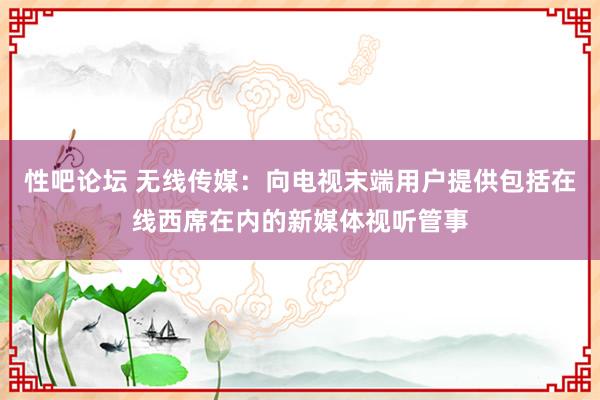 性吧论坛 无线传媒：向电视末端用户提供包括在线西席在内的新媒体视听管事